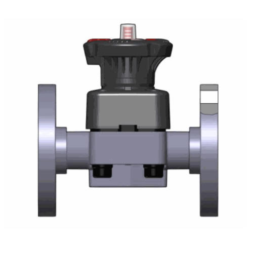 PVC U Membranventil DK DIALOCK®, Festflansch, PTFE Ausführung